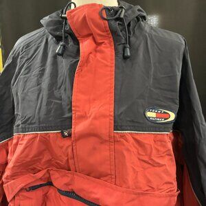 Vintage Tommy Hilfiger Red and Navy Blue Hooded Jacket